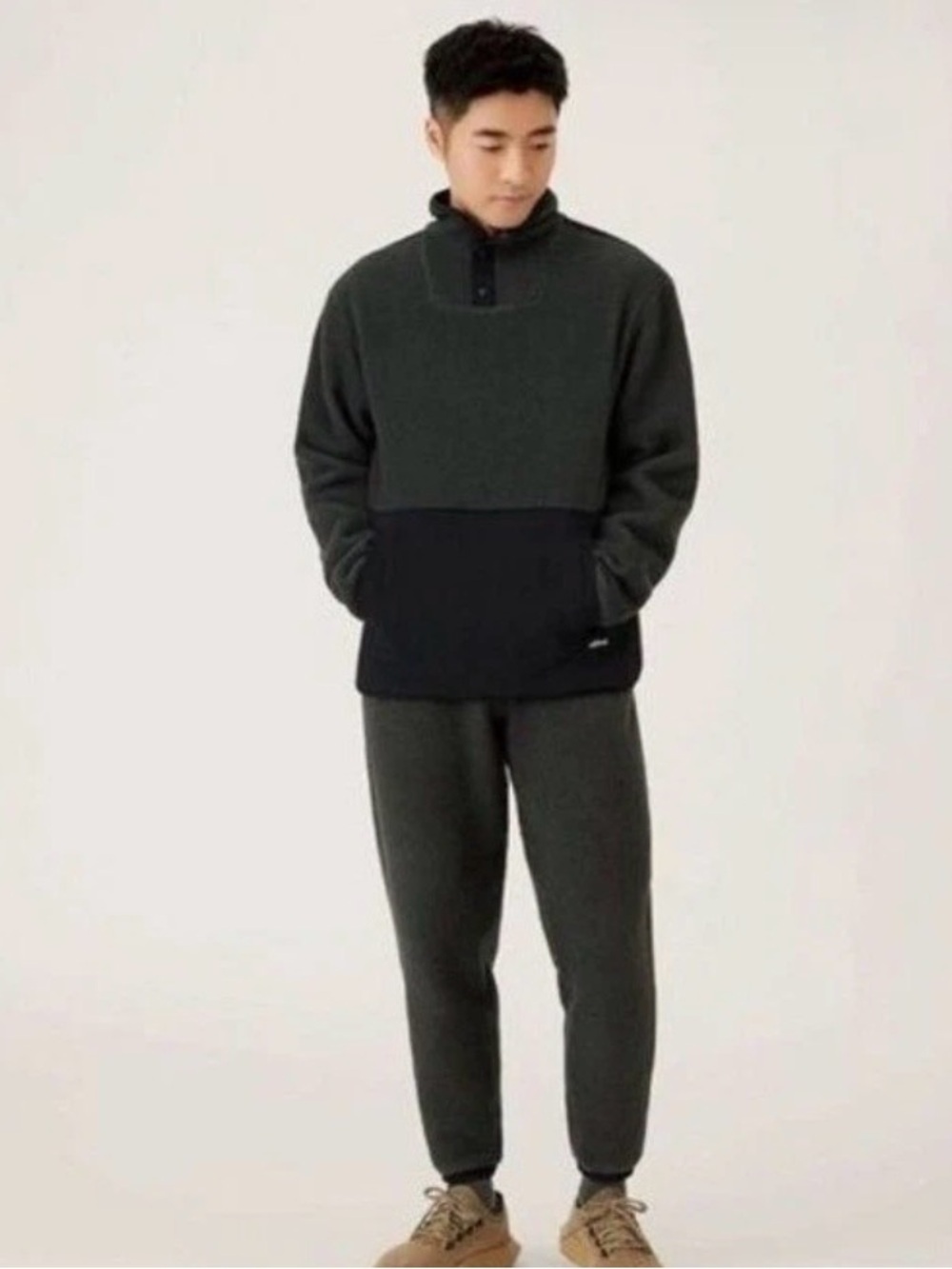 Allbirds Men's gray/grey & Black Half-Snap Pullover Sweater merino wool large